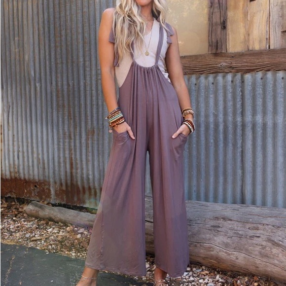 MAUVE SUSPENDER JUMPSUIT - Picture 2 of 6